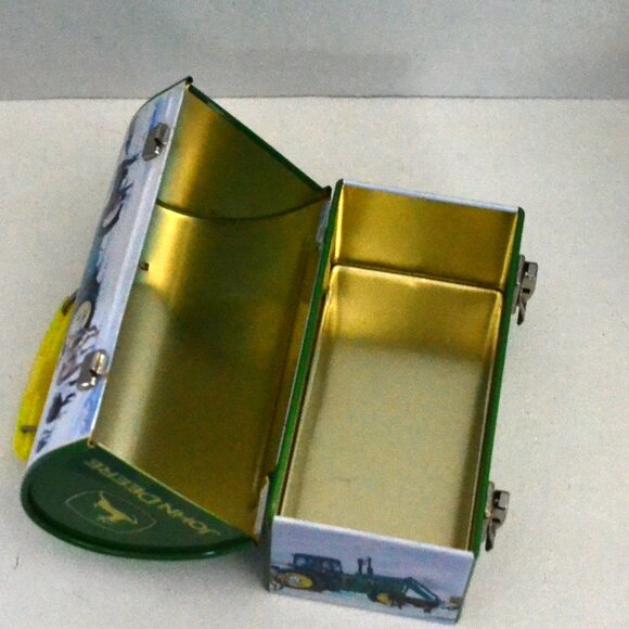 Pair Of John Deere Collector Tins Box Lunch Pail Winter Scenes Farmhouse Decor - Picture 9 of 9